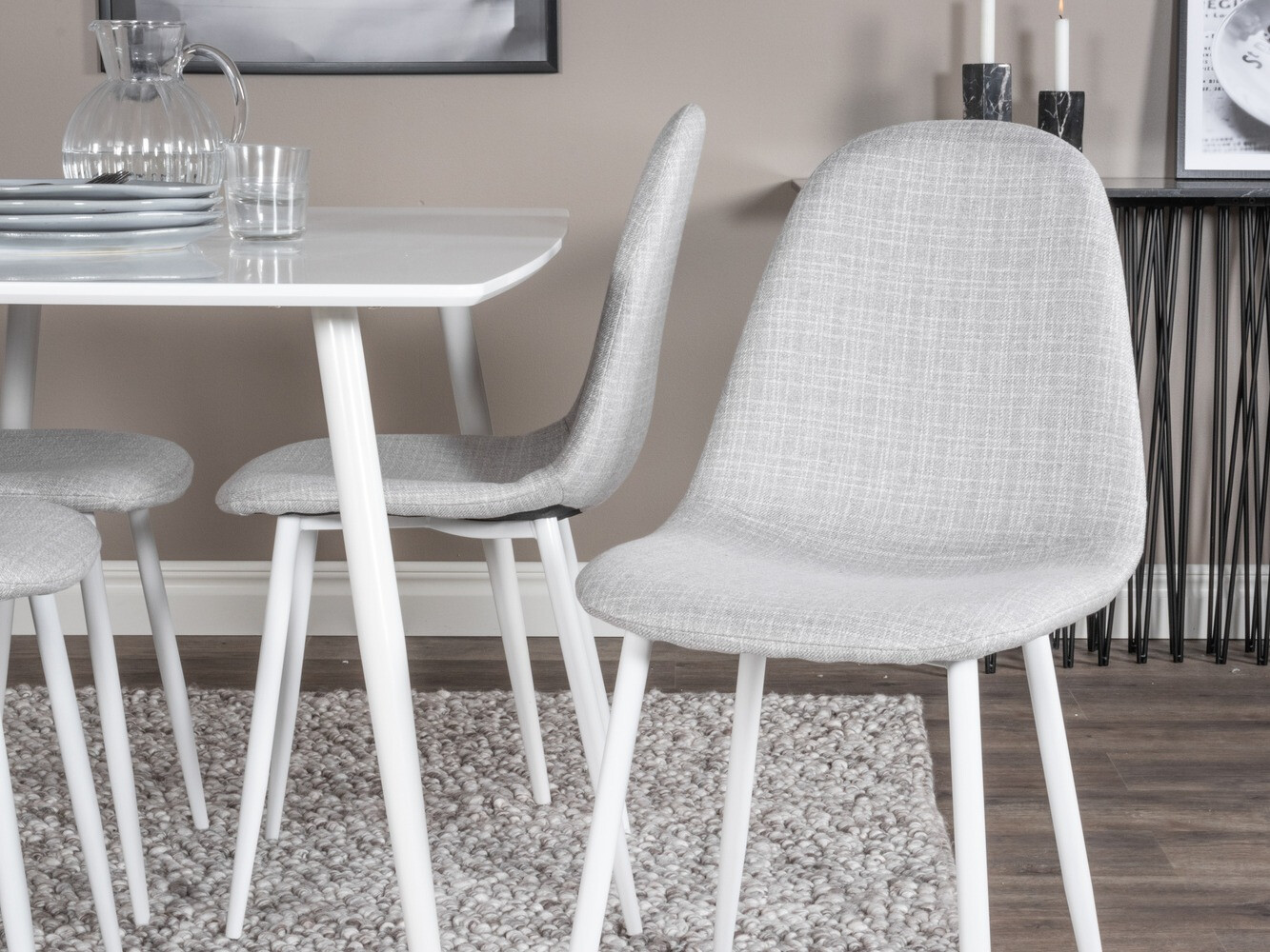 Маса и столове за трапезария Dallas 2040 (Бял + Светло сив)