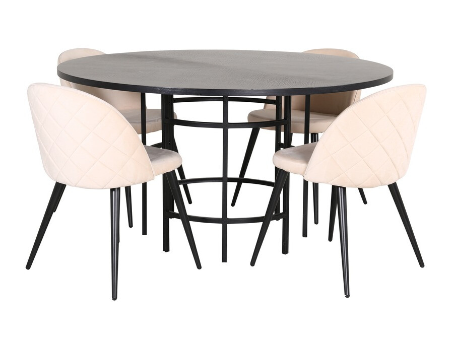 Маса и столове за трапезария Dallas 2386 (Черен + Сметана)