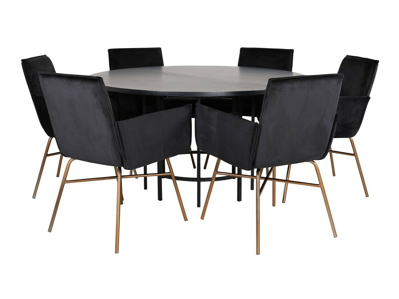 Маса и столове за трапезария Dallas 2391 (Черен + Месинг)