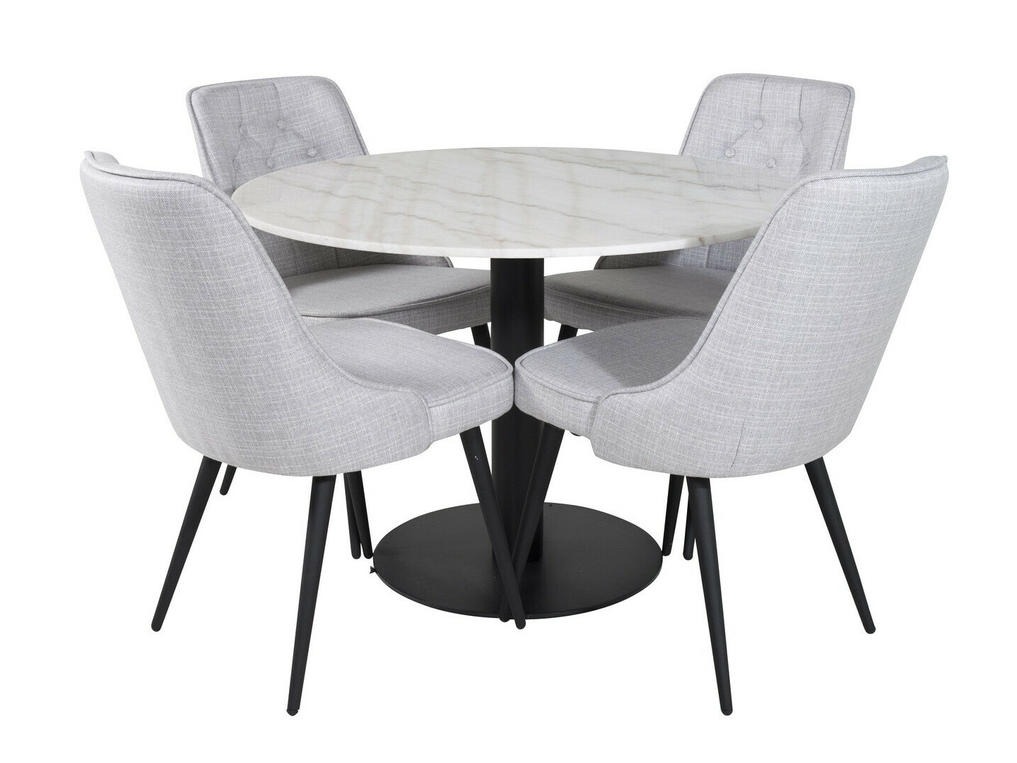 Маса и столове за трапезария Dallas 2570 (Светло сив + Черен)