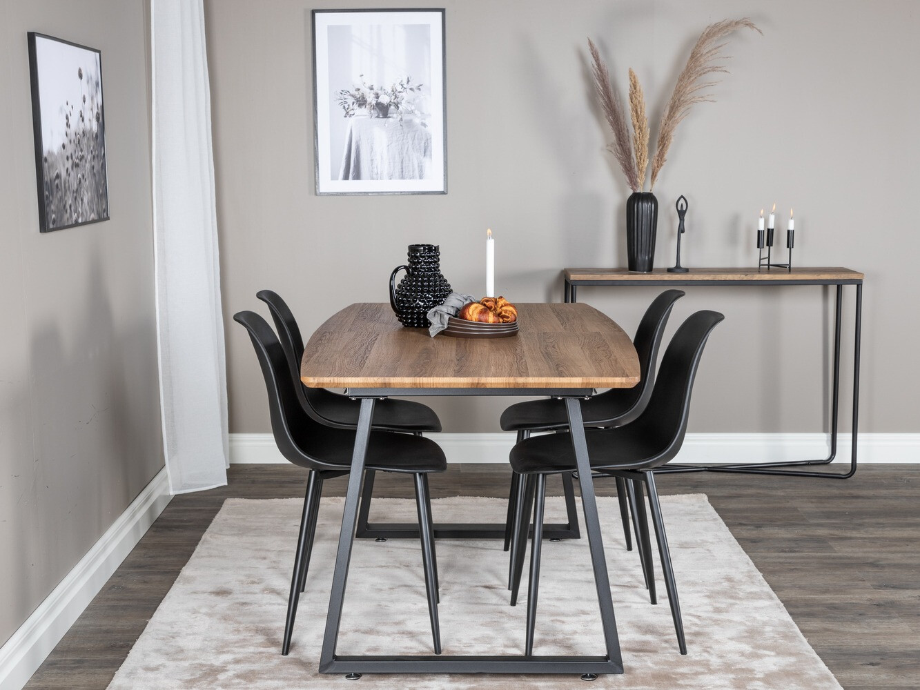 Маса и столове за трапезария Dallas 329 (Черен)