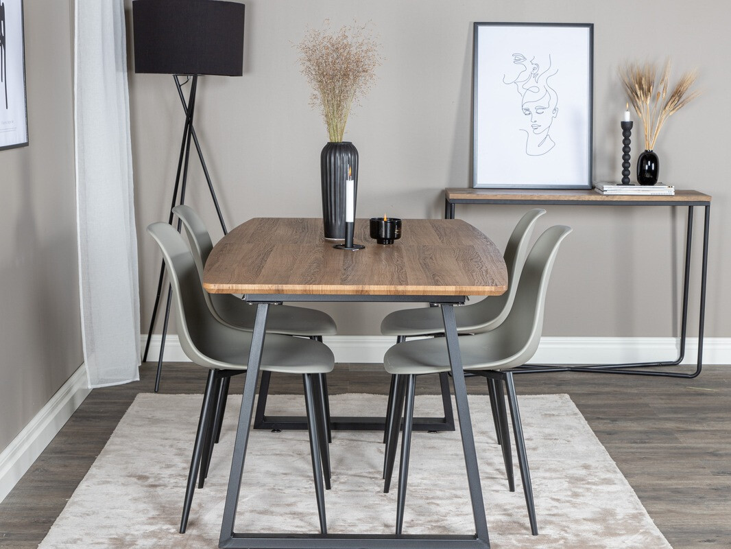 Маса и столове за трапезария Dallas 329 (Сив + Черен)