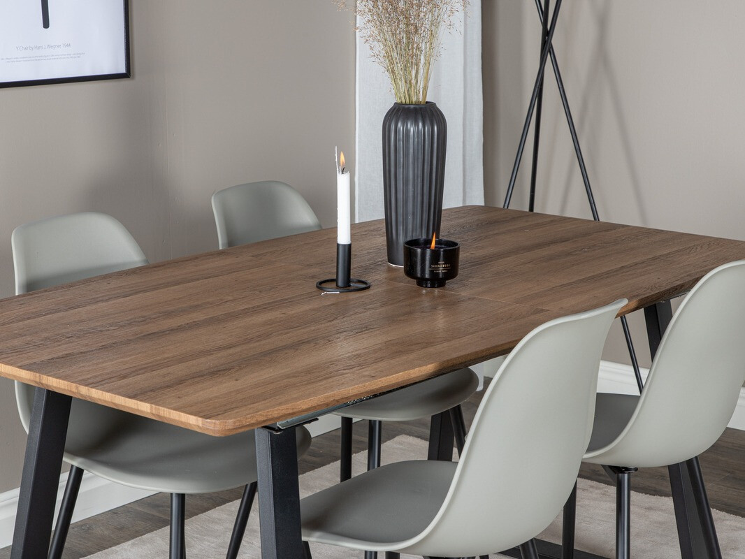 Маса и столове за трапезария Dallas 329 (Сив + Черен)