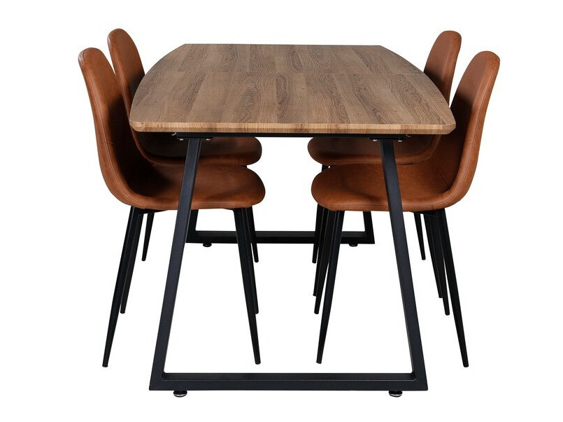 Маса и столове за трапезария Dallas 330 (Кафяв + Черен)