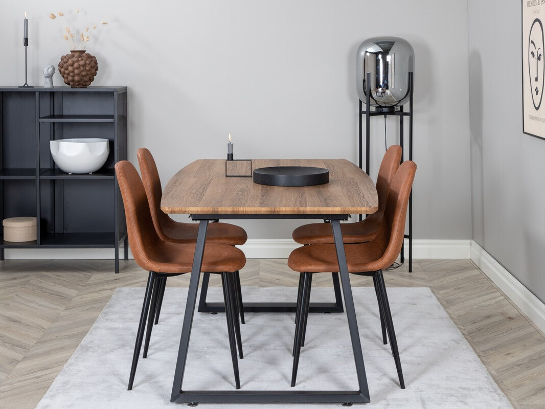 Маса и столове за трапезария Dallas 330 (Кафяв + Черен)