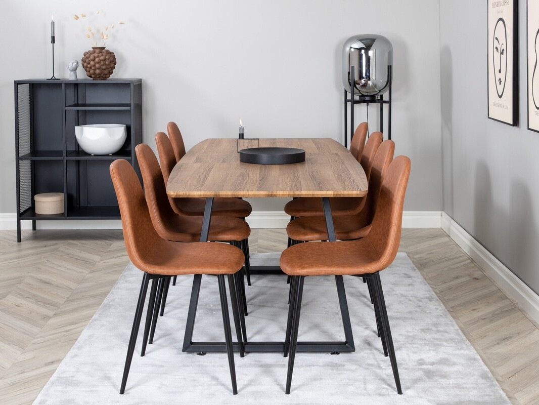 Маса и столове за трапезария Dallas 331 (Кафяв + Черен)