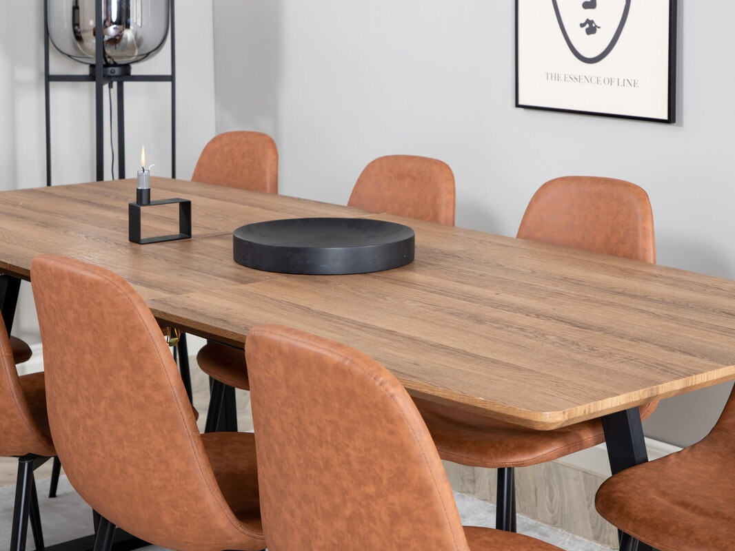 Маса и столове за трапезария Dallas 331 (Кафяв + Черен)