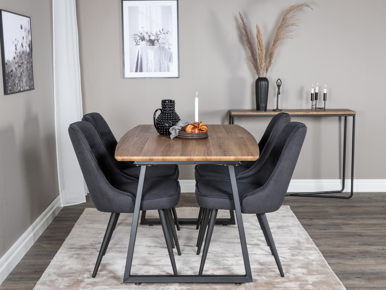 Маса и столове за трапезария Dallas 332 (Черен)