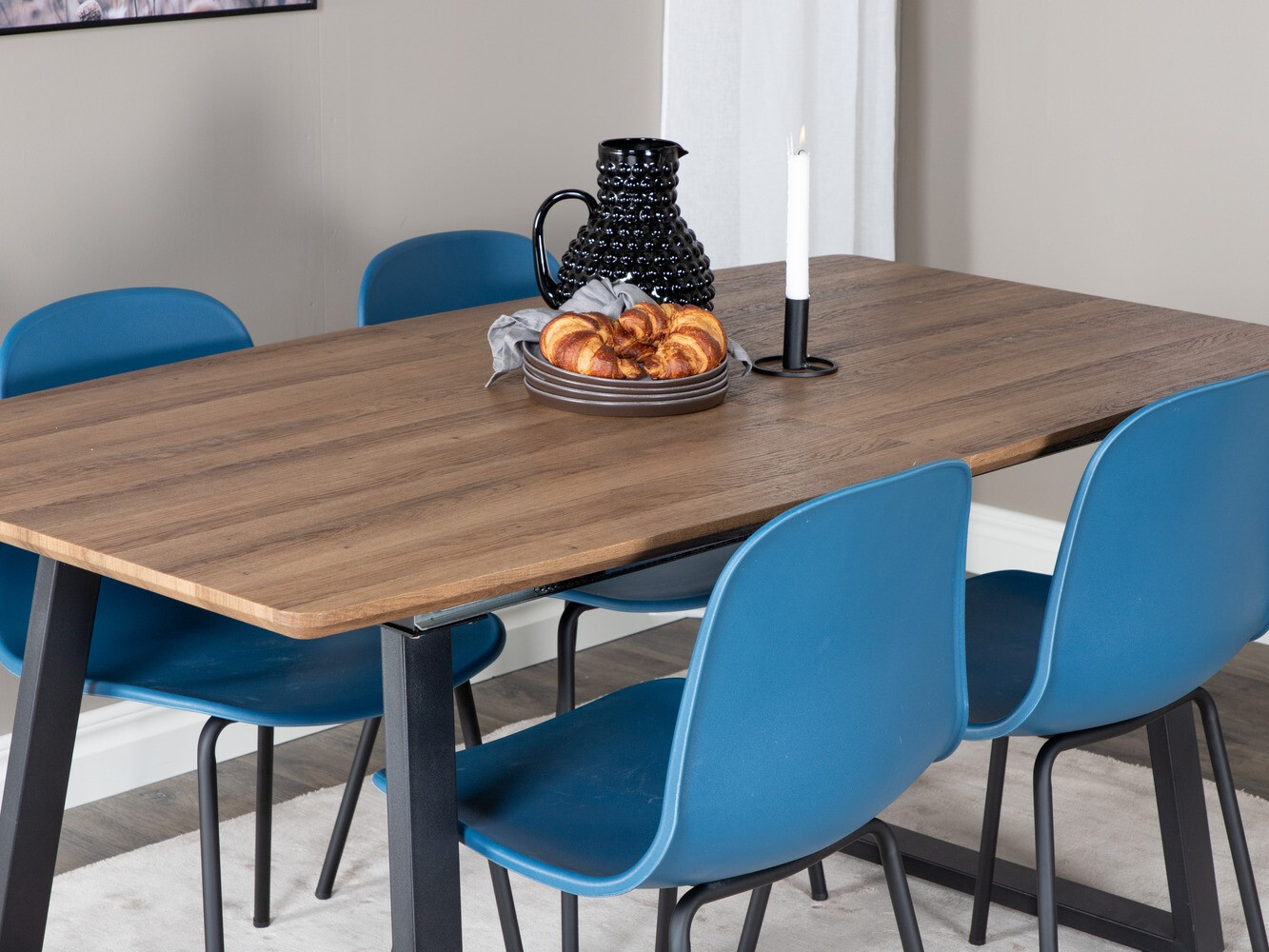 Маса и столове за трапезария Dallas 333 (Син + Черен)