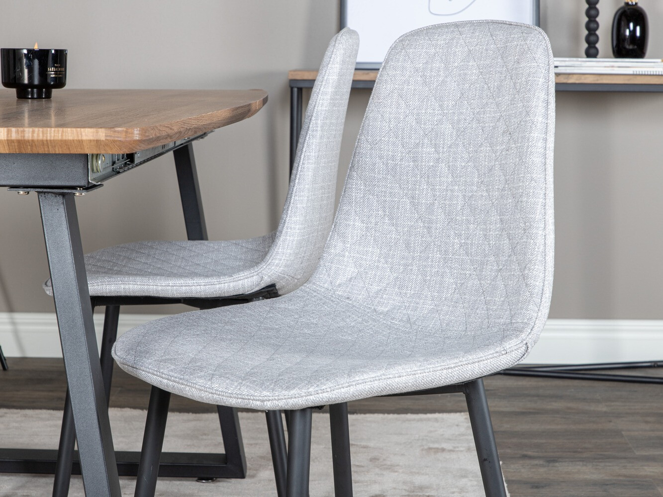 Маса и столове за трапезария Dallas 336 (Светло сив + Черен)