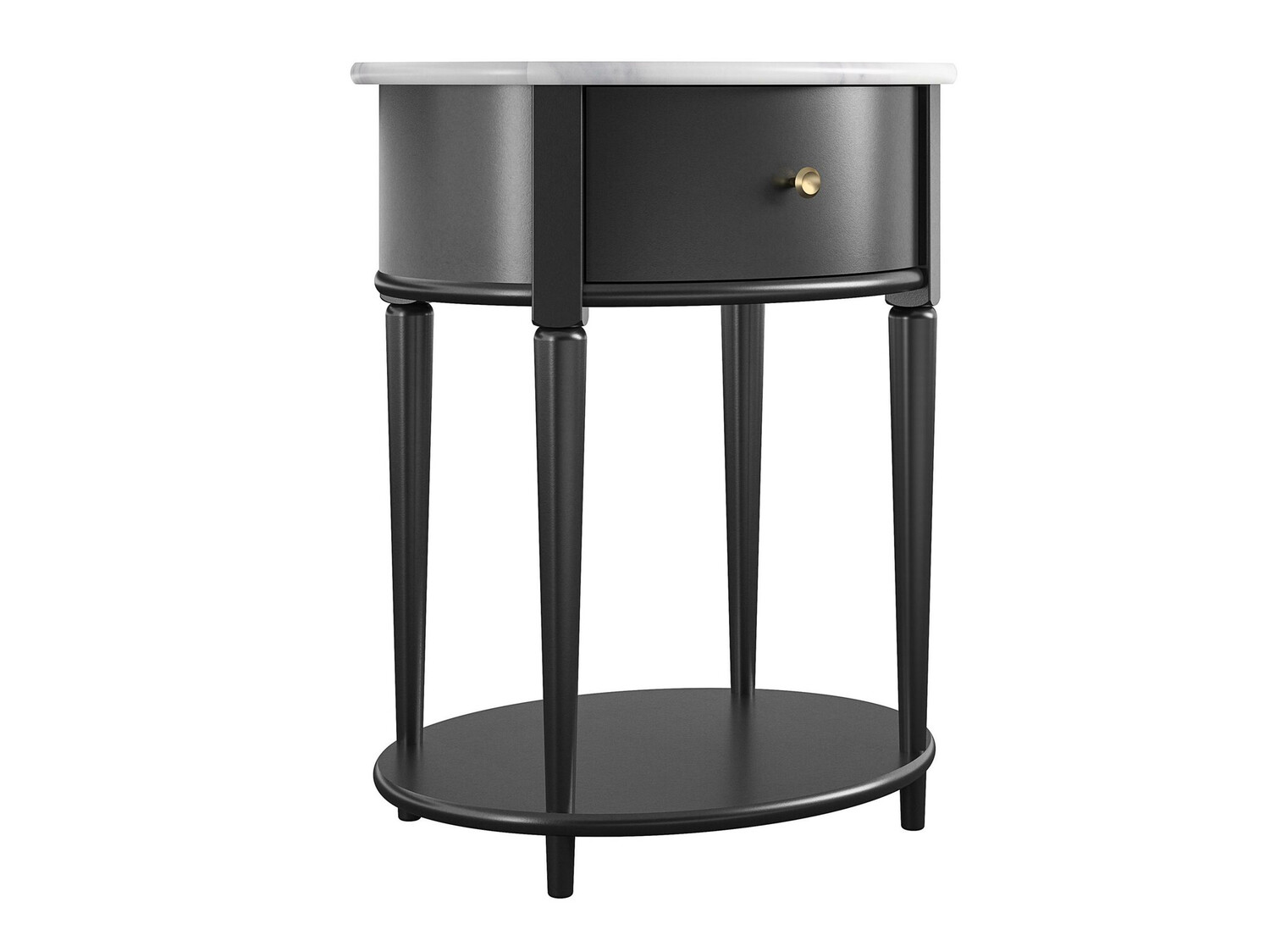 Помощна масичка Tulsa 233 (Черен + Бял мрамор)