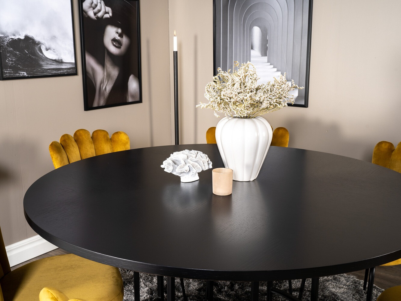 Маса и столове за трапезария Dallas 317 (Жълт + Черен)