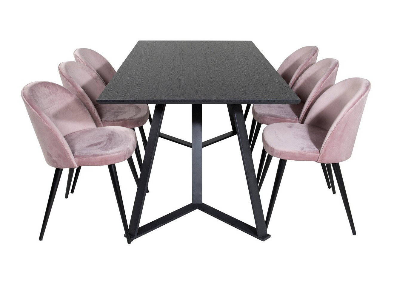 Маса и столове за трапезария Dallas 360 (Роза + Черен)