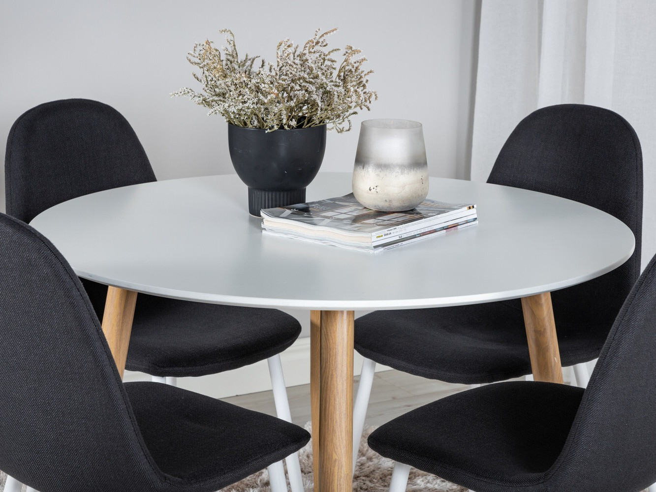 Маса и столове за трапезария Dallas 291 (Черен + Бял)