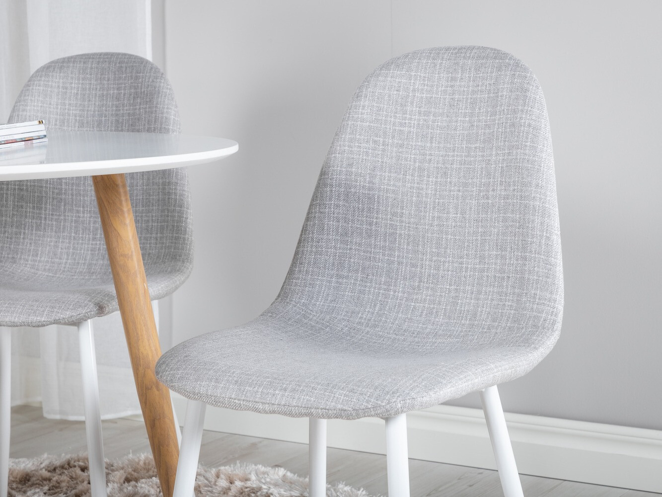 Маса и столове за трапезария Dallas 291 (Светло сив + Бял)