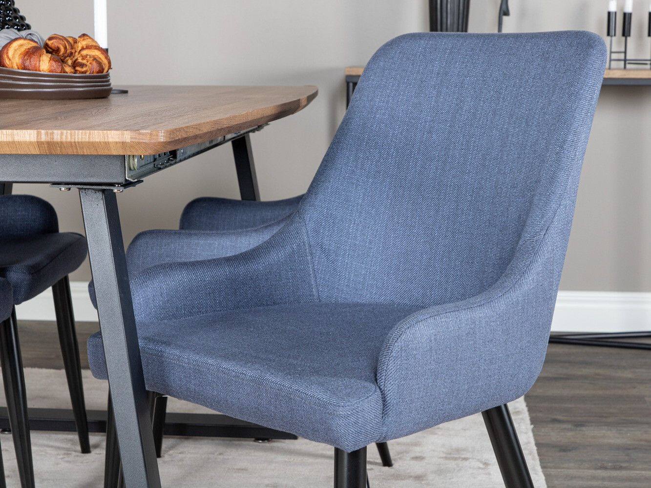 Маса и столове за трапезария Dallas 334 (Син + Черен)