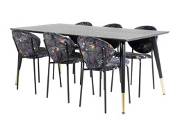 Маса и столове за трапезария Dallas 1260 (Флорален модел + Черен)