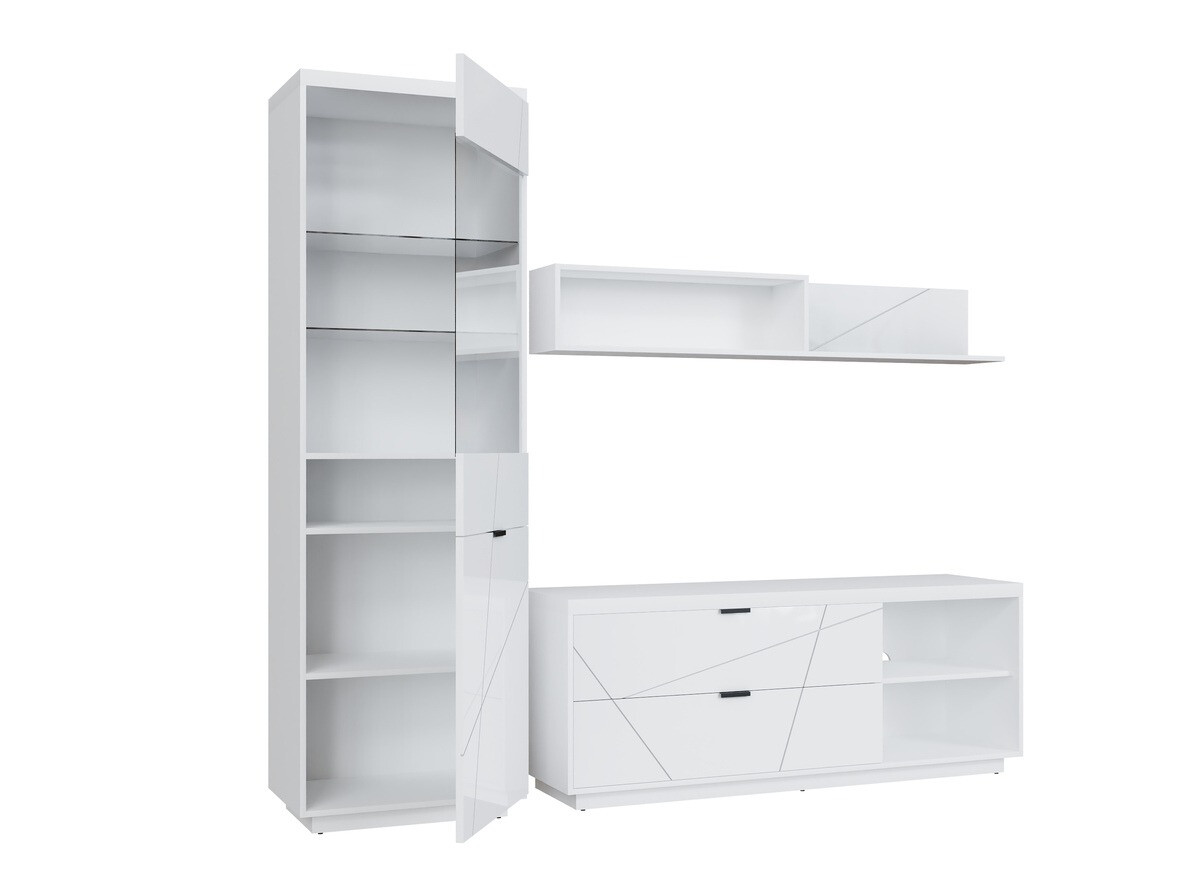 Комплект за хол Fivale 113 (Бял гланц + Бял)