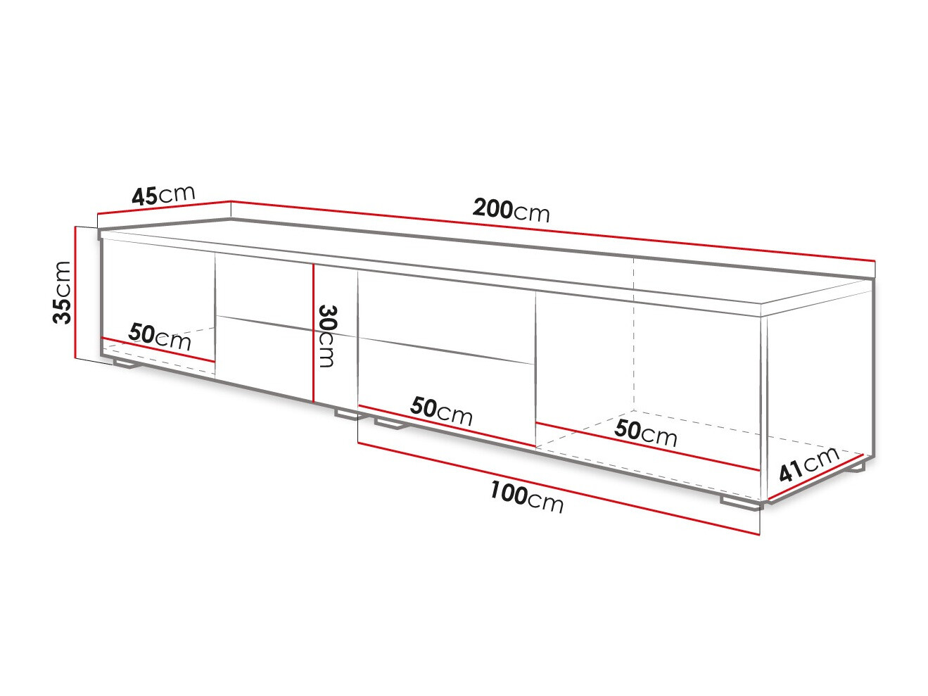 ТВ шкаф Nashville 129 (Бял + Бял гланц)