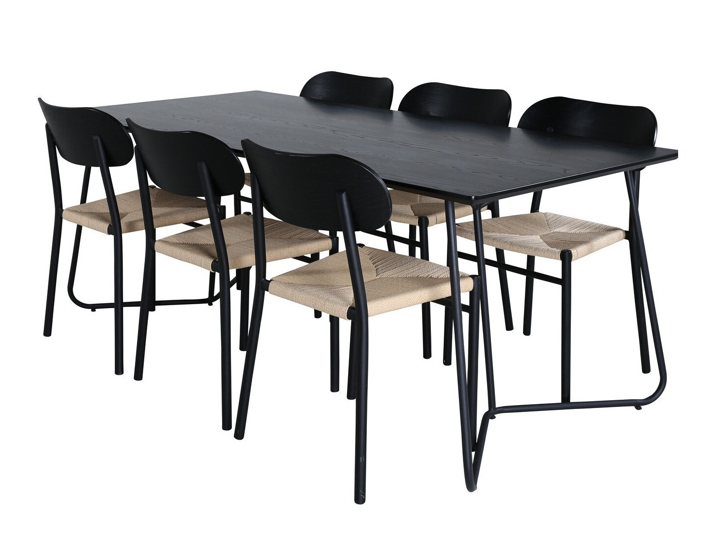 Маса и столове за трапезария Dallas 2716 (Черен + Светлокафяво)