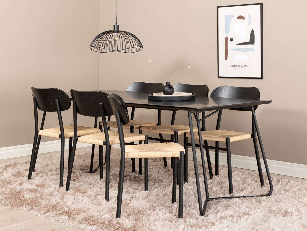 Маса и столове за трапезария Dallas 2716 (Черен + Светлокафяво)