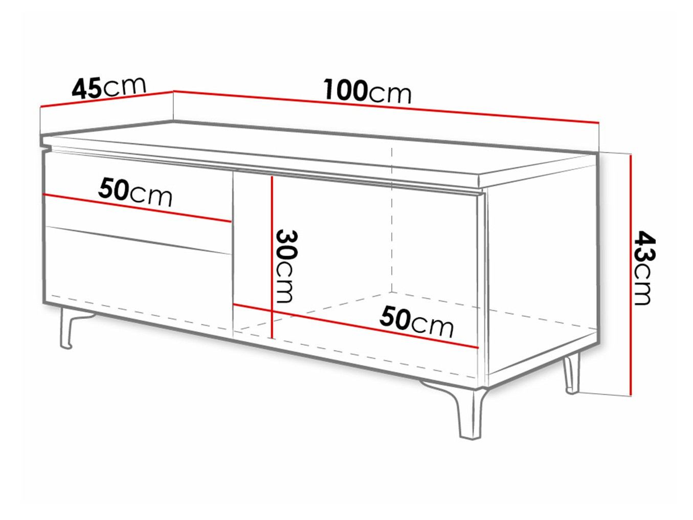 ТВ шкаф Uva VI (Бял + Бял гланц)