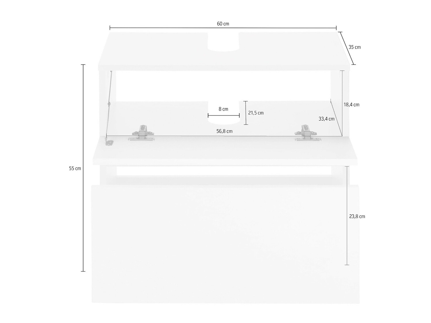 Стоящ шкаф за баня за мивка Soncamu 110 (Бял)