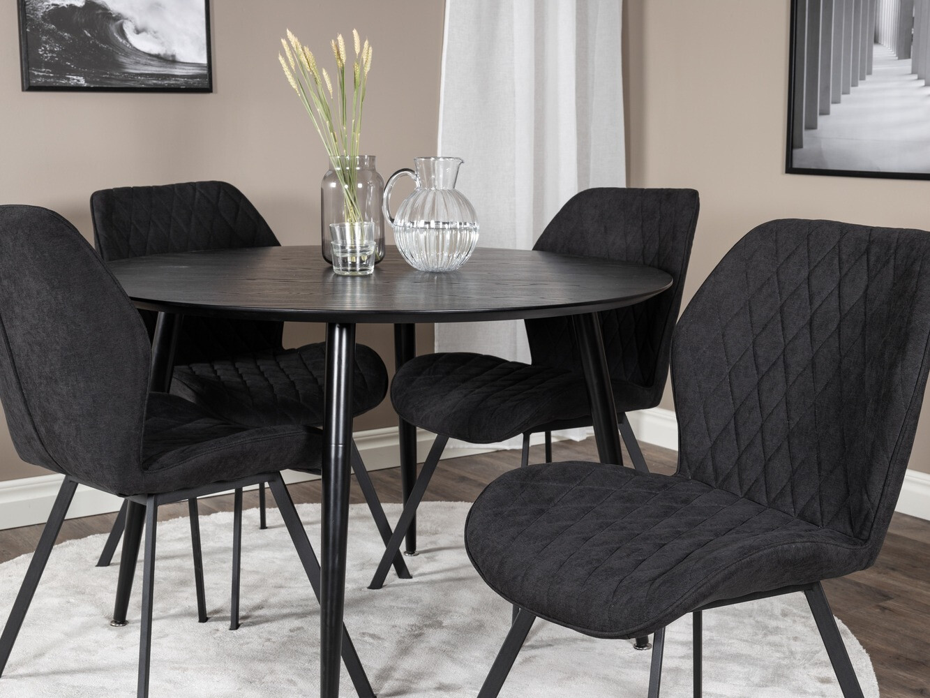 Маса и столове за трапезария Dallas 1562 (Черен)