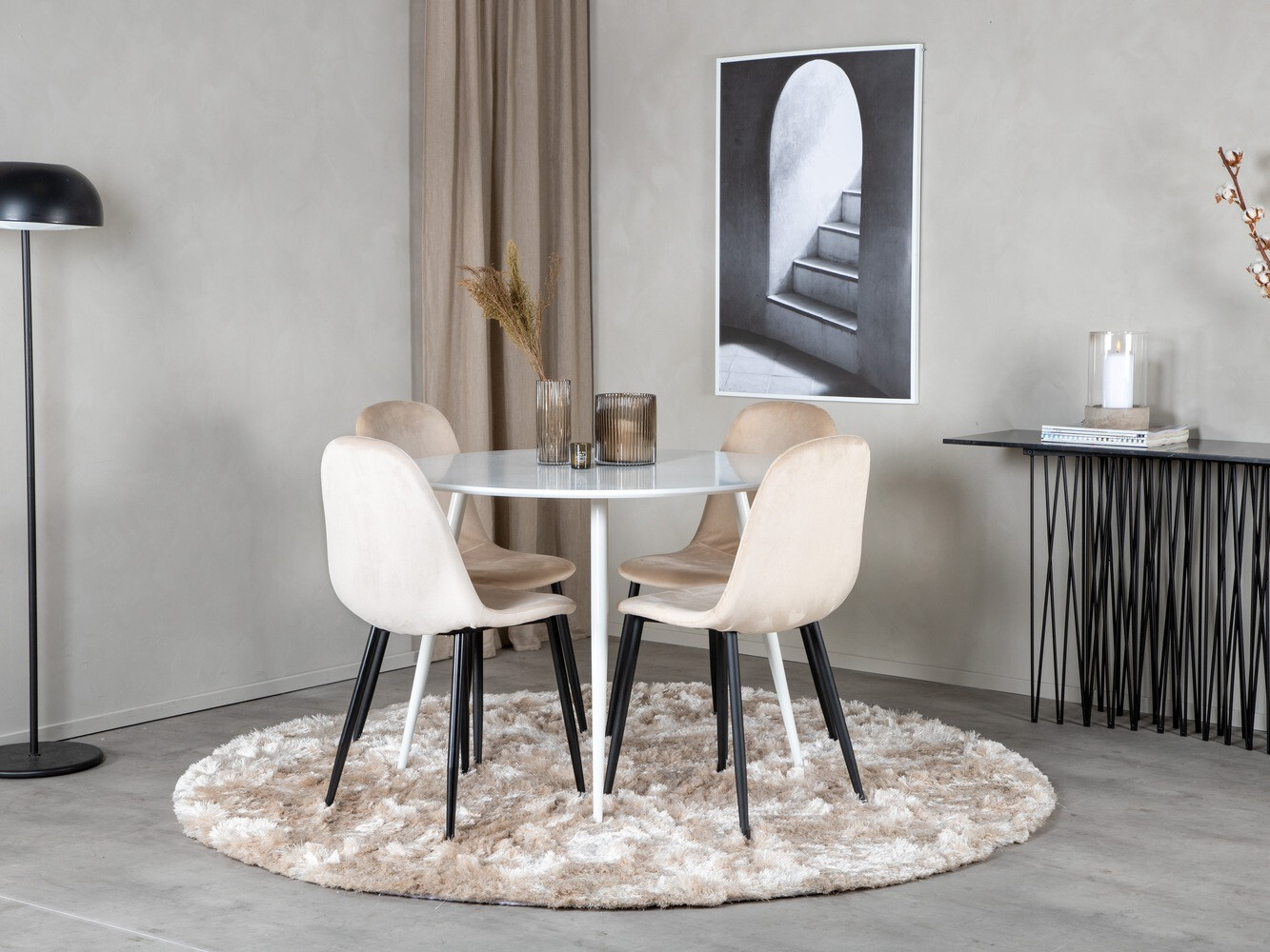 Маса и столове за трапезария Dallas 1581 (Сметана + Черен)