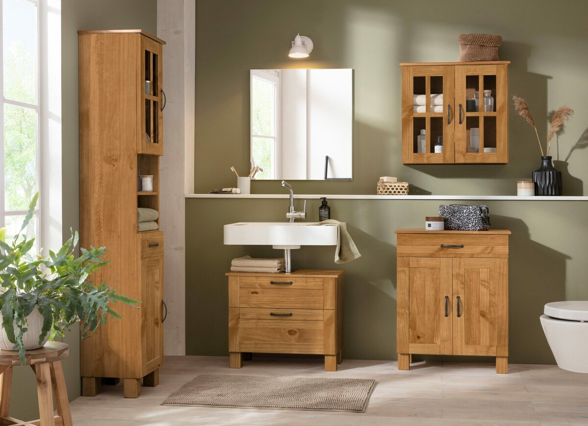 Стоящ шкаф за баня за мивка Ophlevu 102 (Бор)