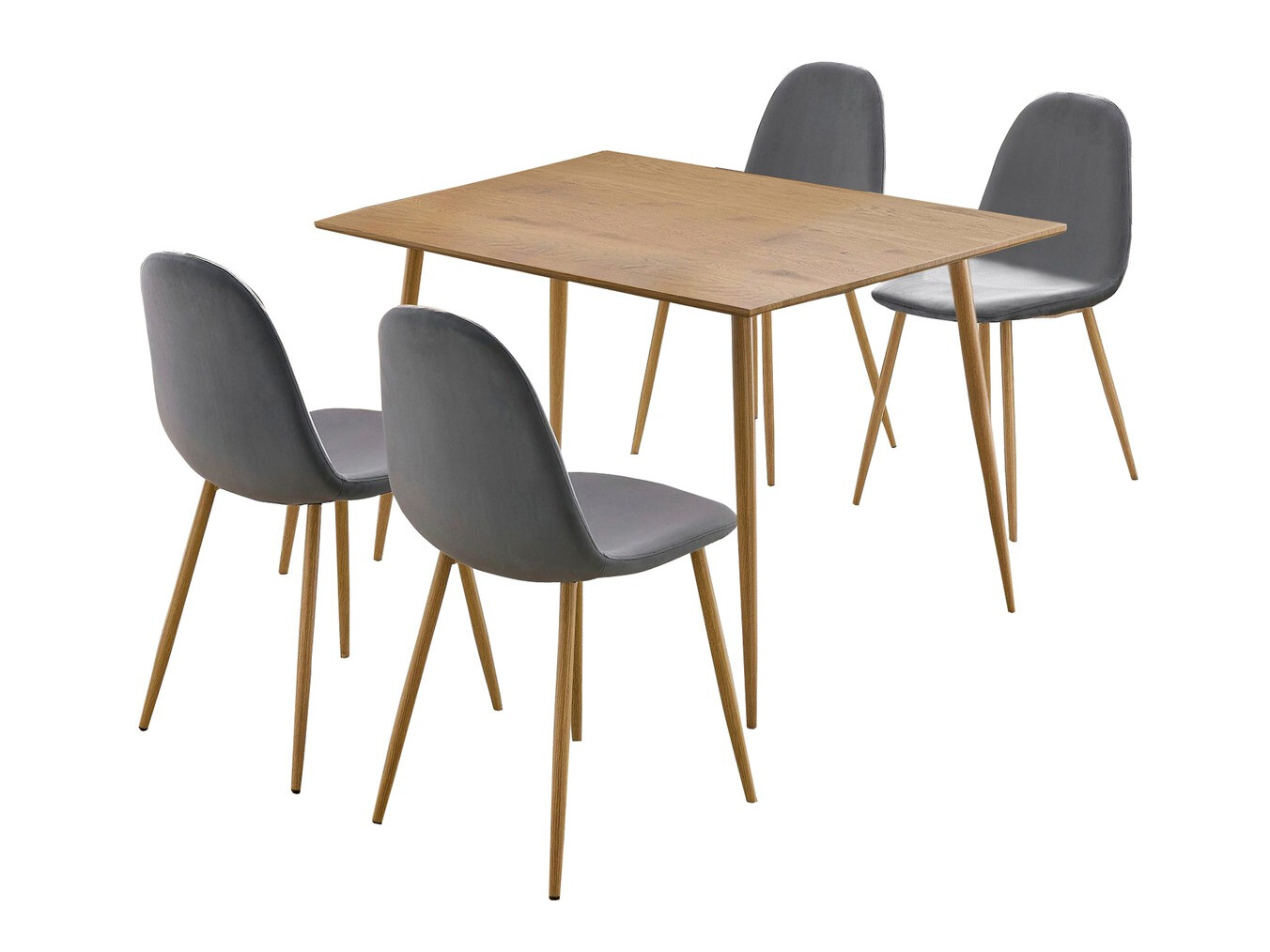 Маса и столове за трапезария Denton 764 (Сив + Дъб)