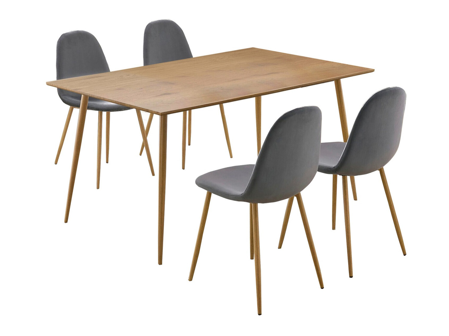 Маса и столове за трапезария Denton 818 (Сив + Дъб)