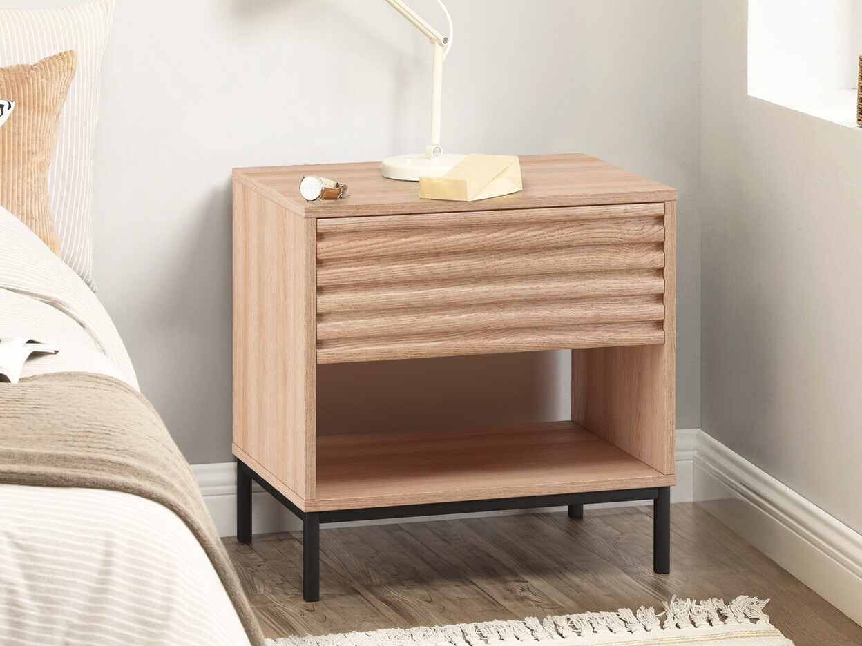 Нощно шкафче Denton 845 (Черен + Дъб)