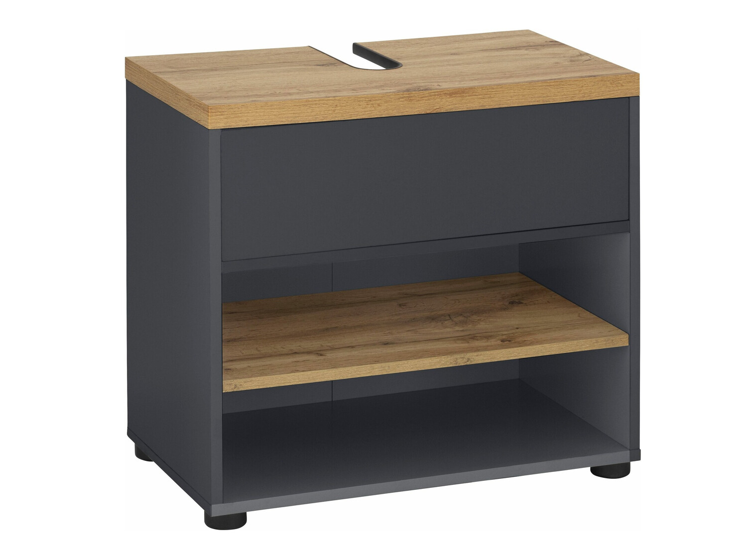 Стоящ шкаф за баня за мивка Denton 840 (Антрацит + Дъб)