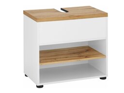 Стоящ шкаф за баня за мивка Denton 840 (Бял + Дъб)