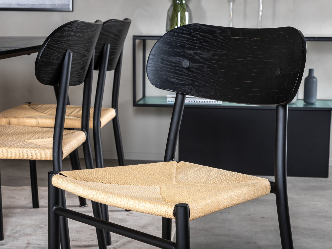 Маса и столове за трапезария Dallas 2574 (Черен + Кафяв)