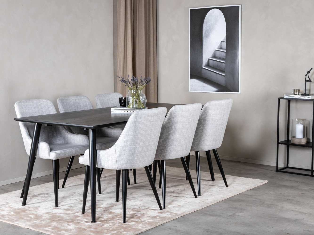 Маса и столове за трапезария Dallas 2599 (Черен)