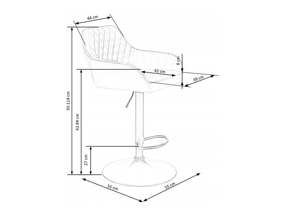Нисък бар стол Houston 972 (Сив)