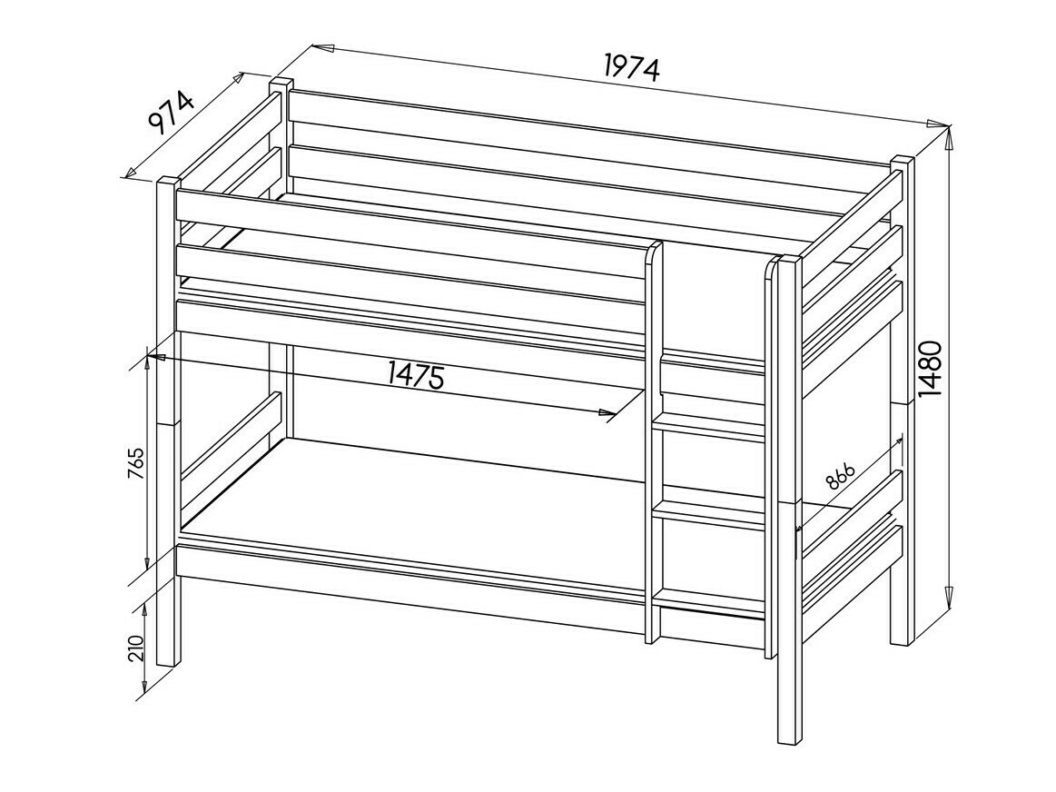 Двуетажно легло Ogden 163 (Бял)