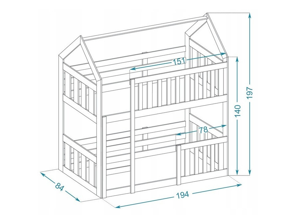 Двуетажно легло Aurora 175 (Бял)