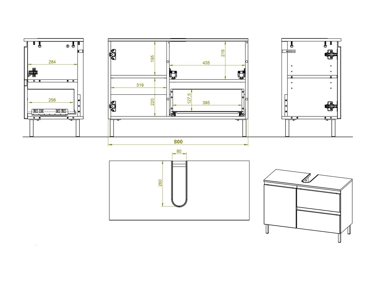 Стоящ шкаф за баня за мивка Levtalo 101