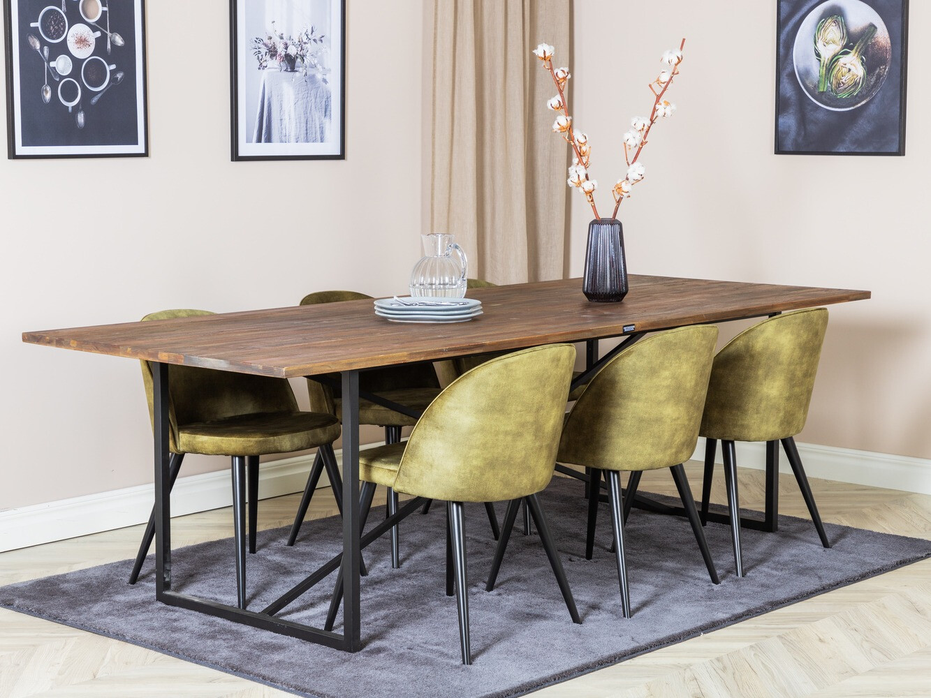 Маса и столове за трапезария Dallas 1598 (Пепеливо зелен)