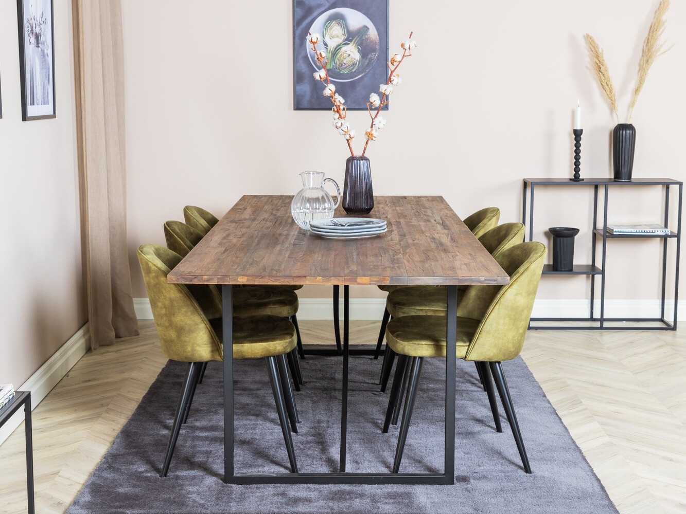 Маса и столове за трапезария Dallas 1598 (Пепеливо зелен)