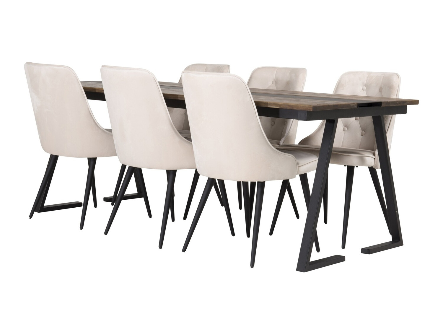 Маса и столове за трапезария Dallas 1934 (Черен + Бежов)