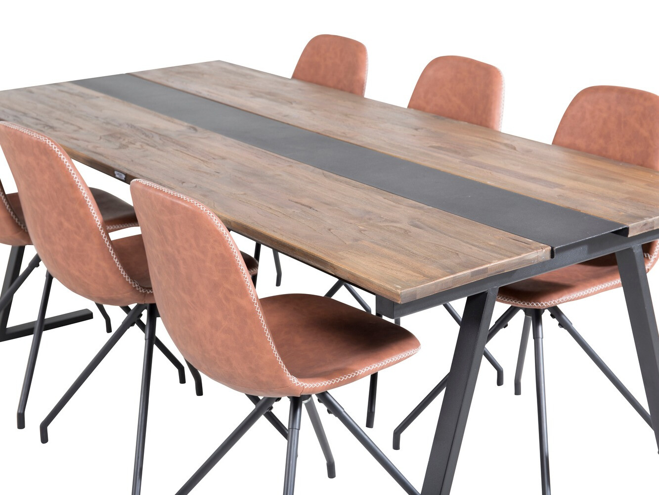 Маса и столове за трапезария Dallas 1938 (Черен + Кафяв)