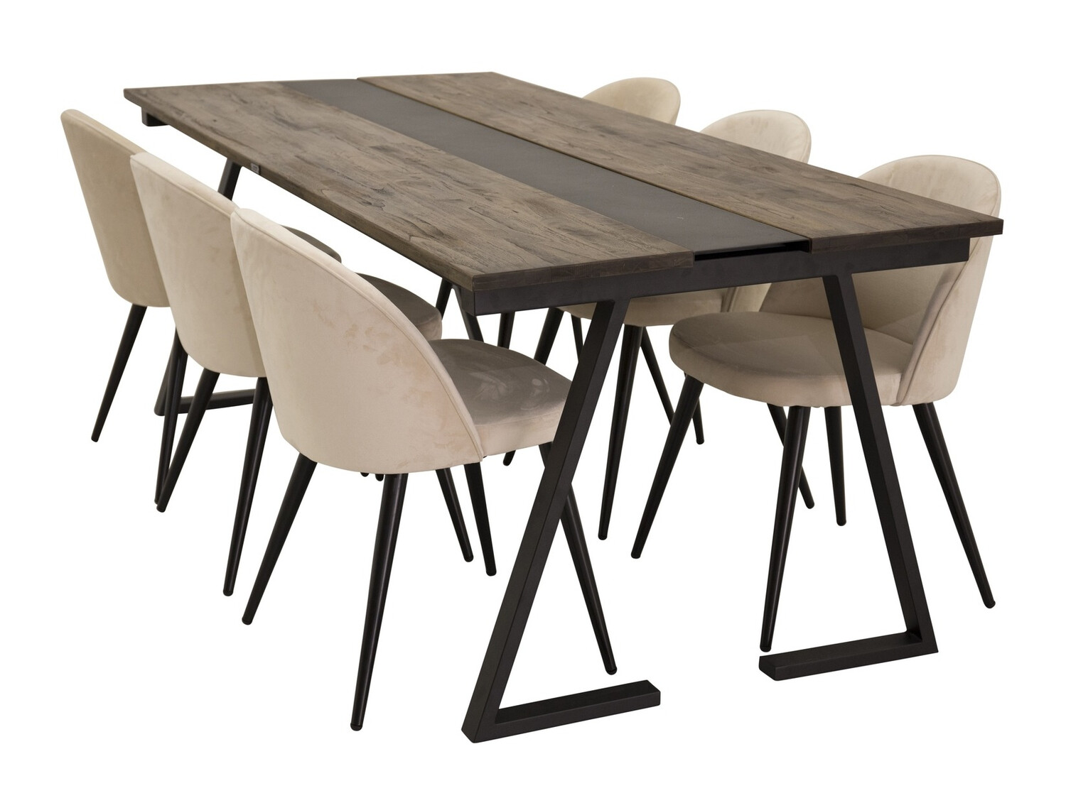 Маса и столове за трапезария Dallas 1944 (Сметана + Черен)