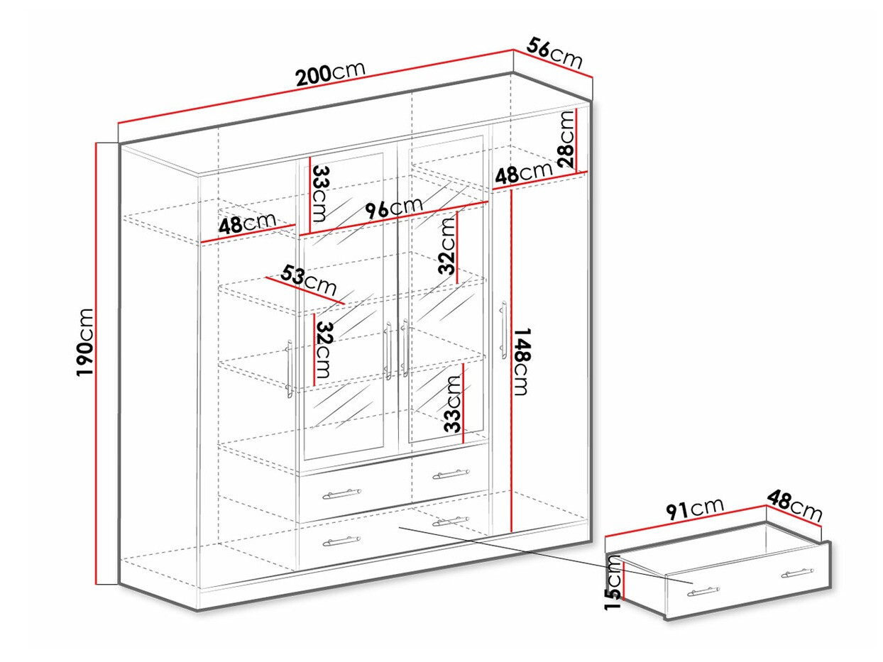 Гардероб Cavmero 100 (Сонома дъб + Бял)