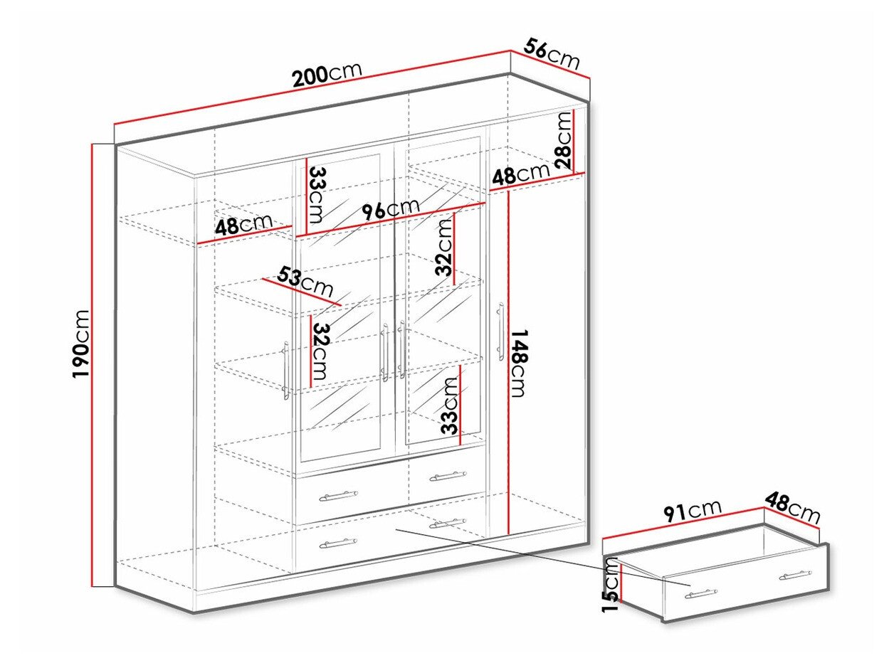 Гардероб Cavmero 101 (Сонома дъб + Бял)