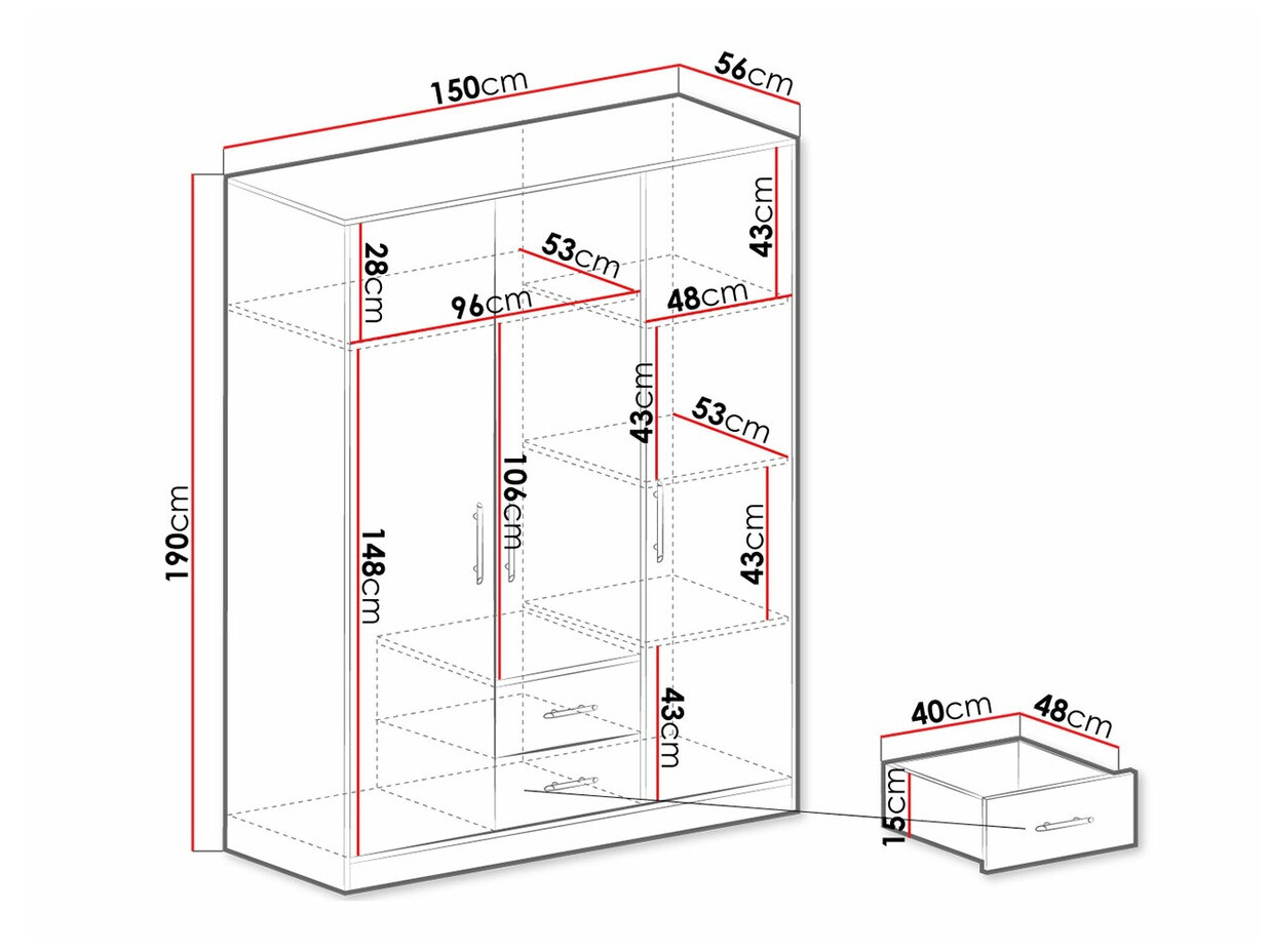 Гардероб Cavmero 102 (Сонома дъб + Бял)