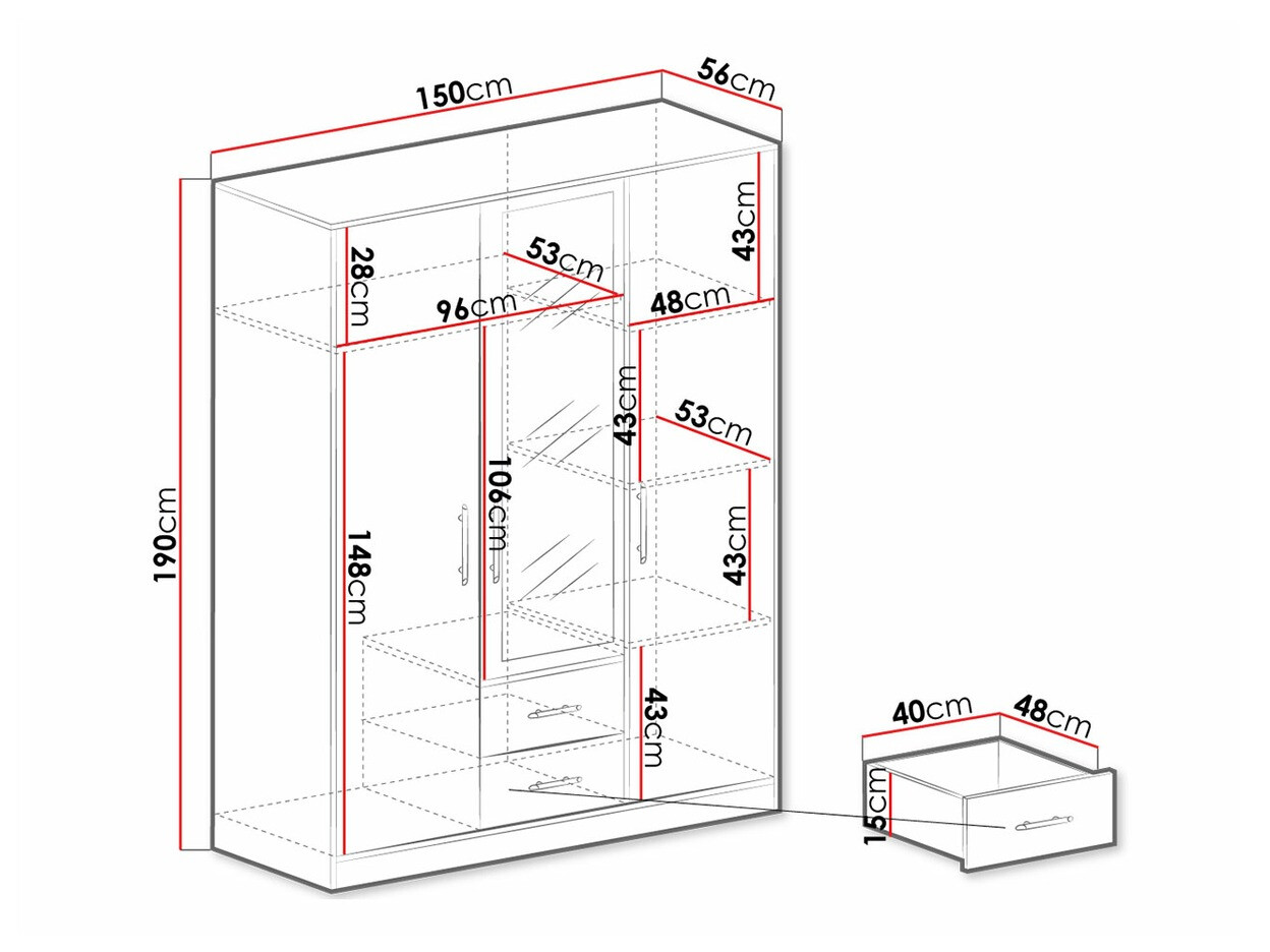 Гардероб Cavmero 103 (Сонома дъб + Бял)